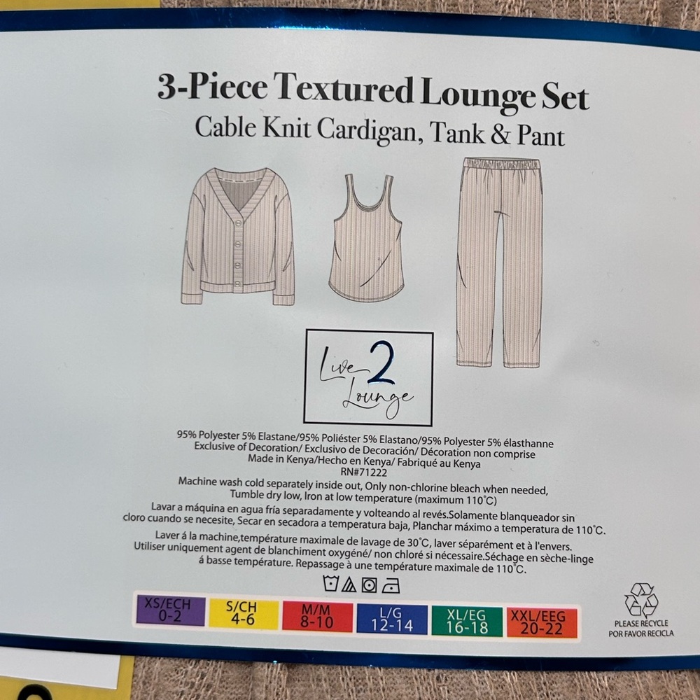 Live 2 Lounge Women's 3-Piece Textured Lounge Set - Tan, Small - Picture 3 of 3